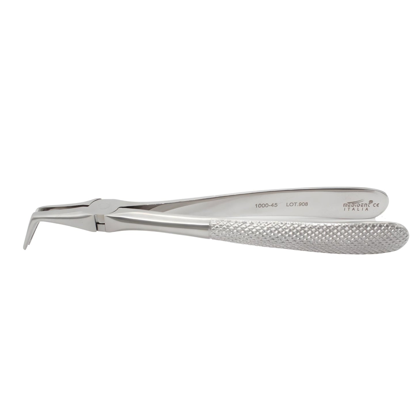 FIG 145 CURVED FORCEPS FOR LOWER ROOTS WHIT SERRATED LONG TIPS cod. 1000-45