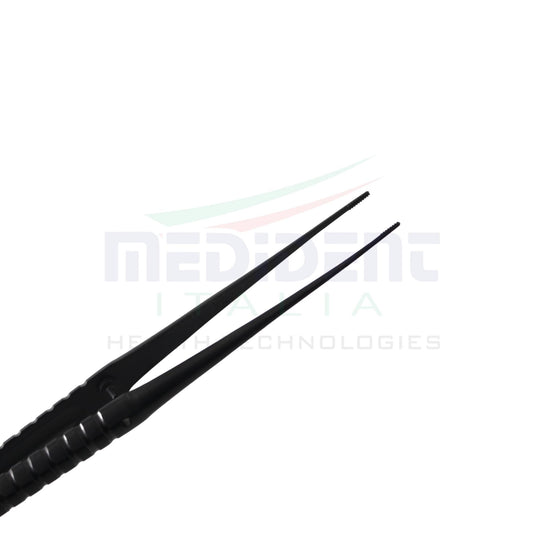 Fine Collysurgical Atraumatic Tweezer Straight Black Cod. 1012-17B.