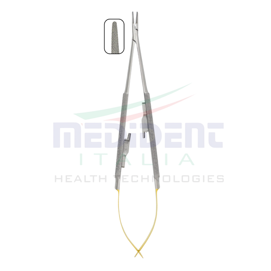 Castroviejo TC insert Round Handle Curved 18cm Needle Size 5-0,6-0,7-0,8-0,9-0,10-0 Cod 1004-21.