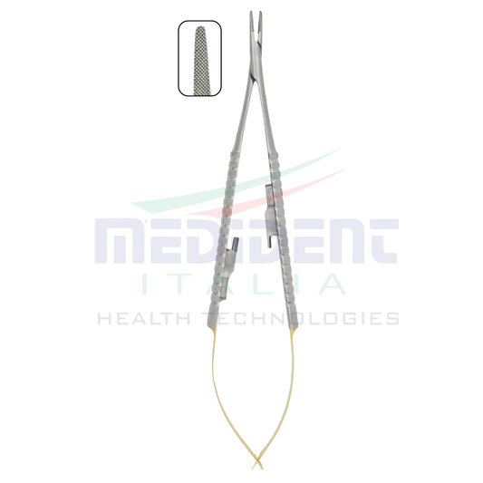 Castreviejo TC insert Round Handle Curved 18cm Needle Size 5-0,6-0,7-0,8-0,9-0,10-0 Cod 1004-24.