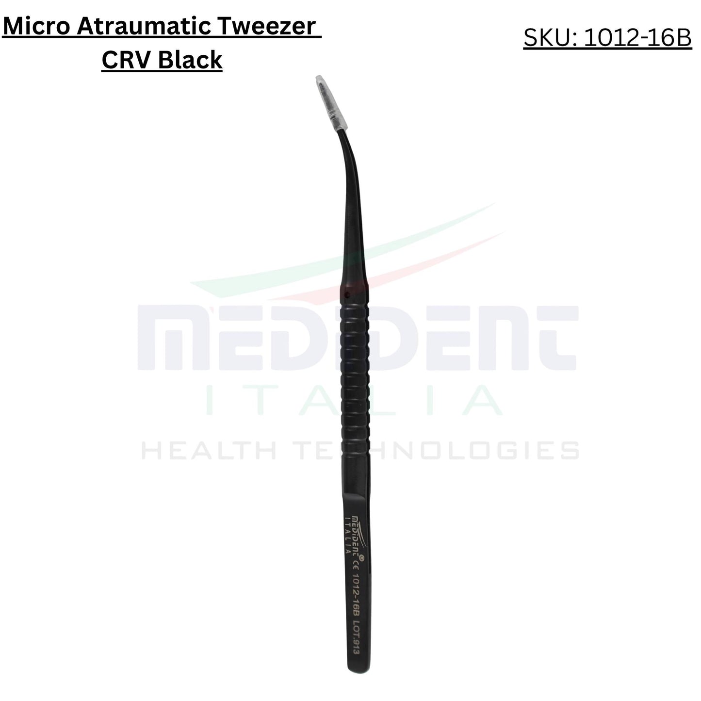 Fine Collysurgical Atraumatic Tweezer Curved Black Cod. 1012-16B