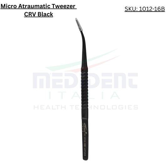 Fine Collysurgical Atraumatic Tweezer Curved Black Cod. 1012-16B