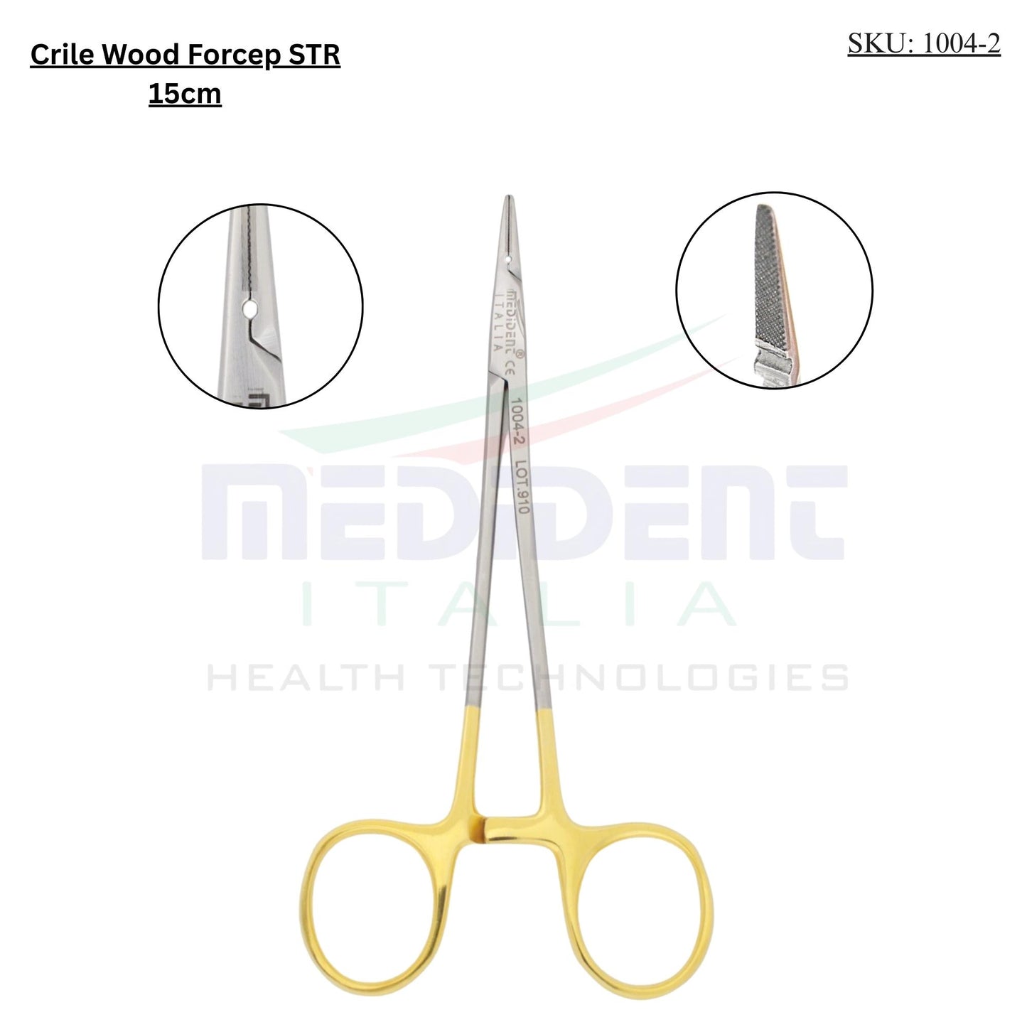 Cril Wood Straight 15cm TC insert Needle Size 2-0,3-0,4-0 Cod 1004-2.
