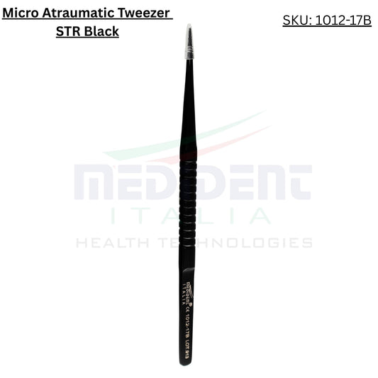 Fine Collysurgical Atraumatic Tweezer Straight Black Cod. 1012-17B.