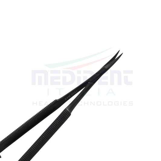 Micro Scissor Round Handle Curved 15cm TC insert Black Cod. 1002-14B.