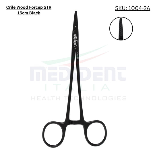 Cril Wood Forcep Straight 15cm TC insert Needle Size 2-0,3-0,4-0 Black Cod. 1004-2A.