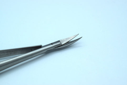 Micro Scissor Round Handle Curved 15cm TC insert Cod 1002-14.