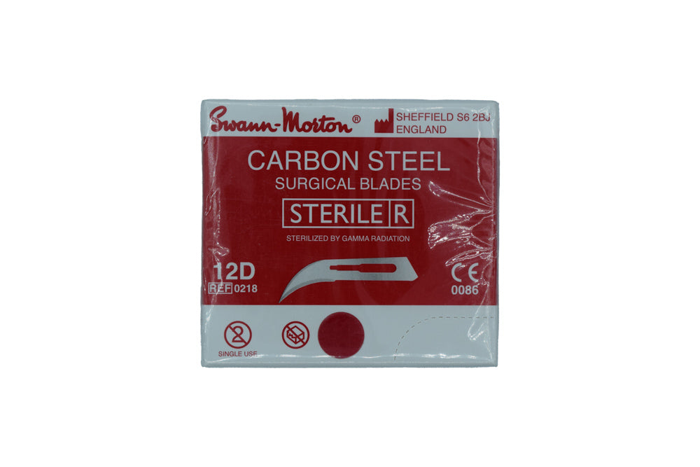 Carbon Steel Surgical blades (100blades) 12d Swann-morton Cod 1009-6.
